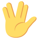 эмодзи эмодзи поднятая рука с разъединёнными средним и безымянным пальцами